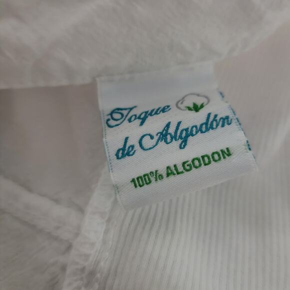 Toque de Algodon White Cotton Poplin Shirt Corset Seaming Crinkled Plus Size XXL - Picture 7 of 13